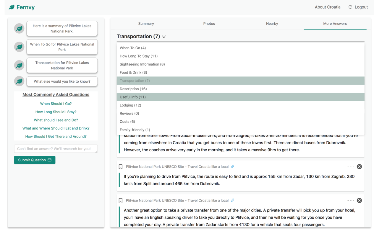 Example of dropdown which can be used instead of the chat. Excerpts Dropdown