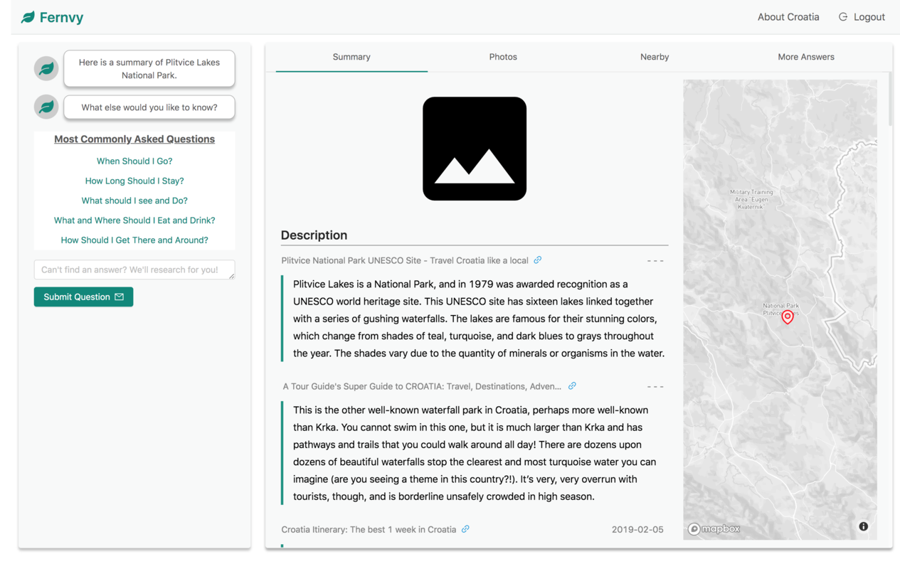Example of summary tab. Summary