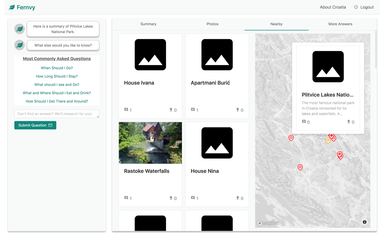 Example of nearby tab. Nearby Suggestions